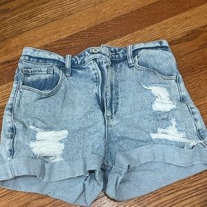 Hollister Light Blue Distressed Jean Shorts